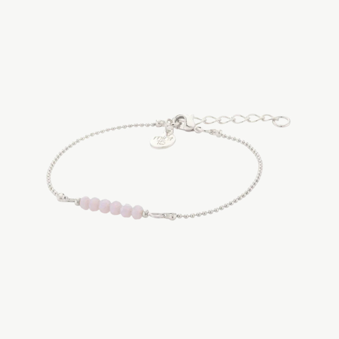 Lila kleurige facet kralenarmband zilver