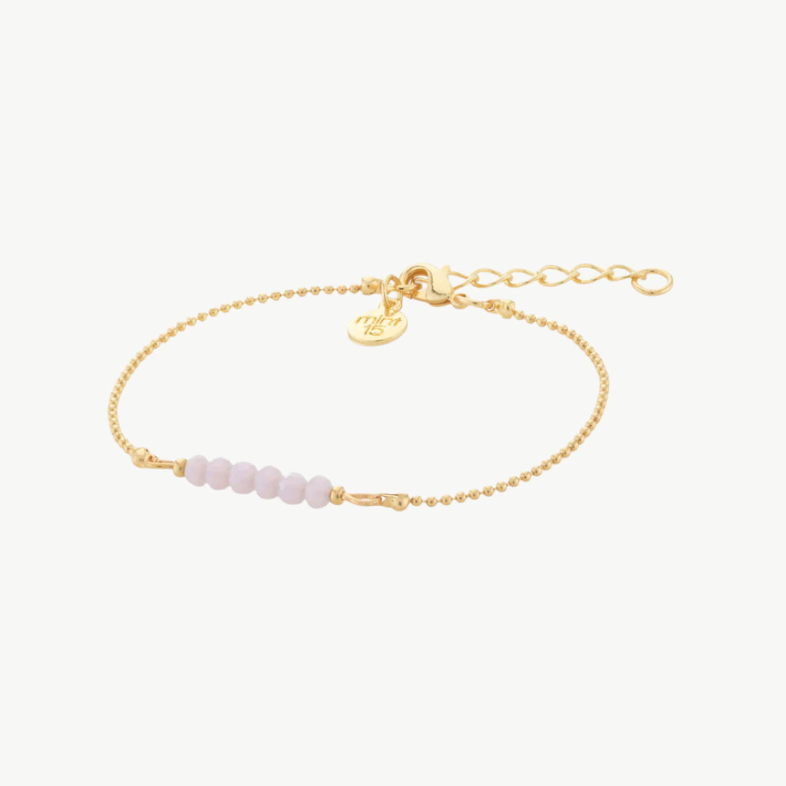 Lila kleurige facet kralenarmband goud