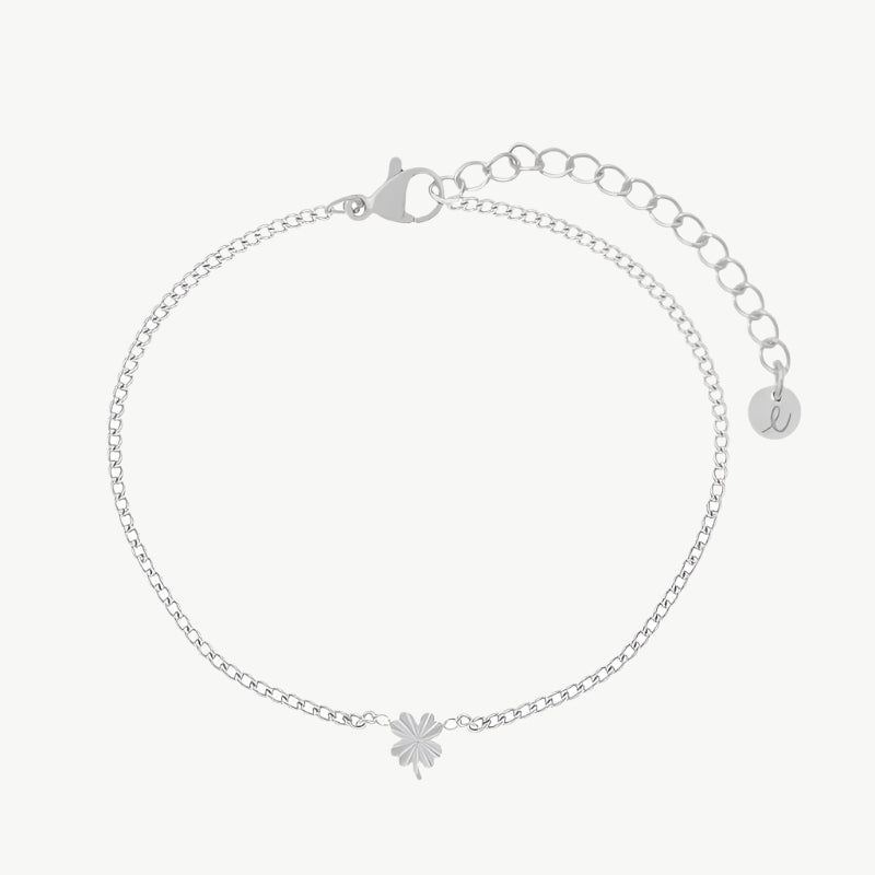 Zilveren armband gevlamd klavertje