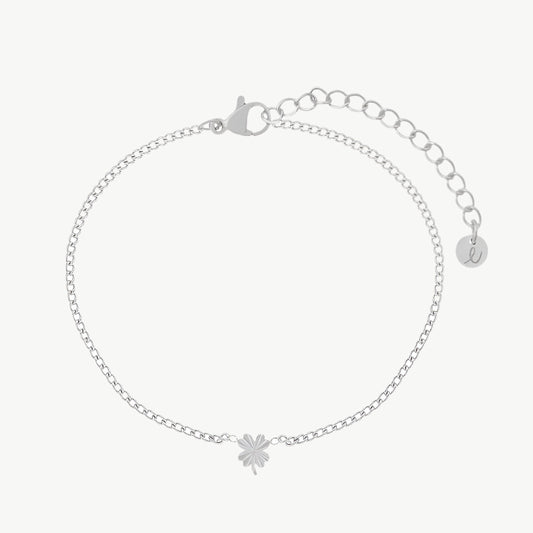 Zilveren armband gevlamd klavertje