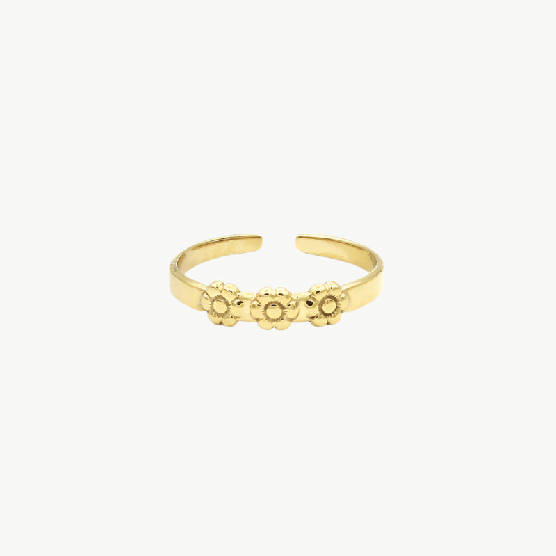 Ring met bloemen goudkleurig