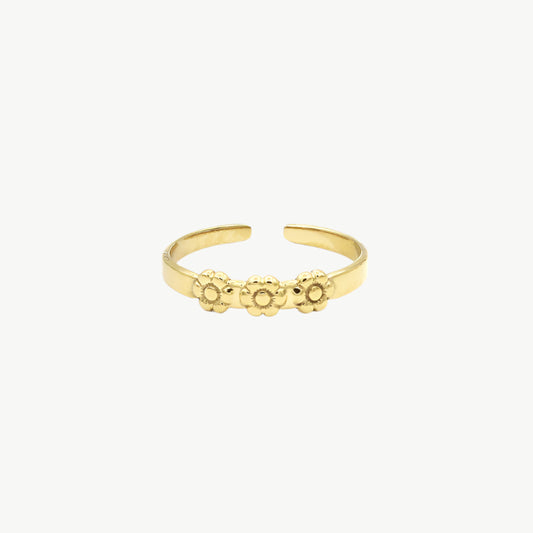 Ring met bloemen goudkleurig