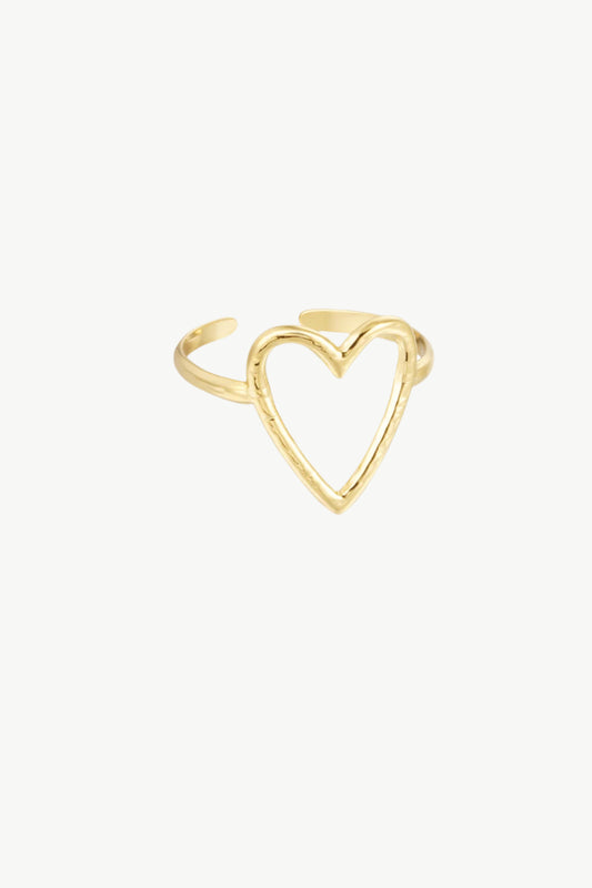 Ring met groot hart goud
