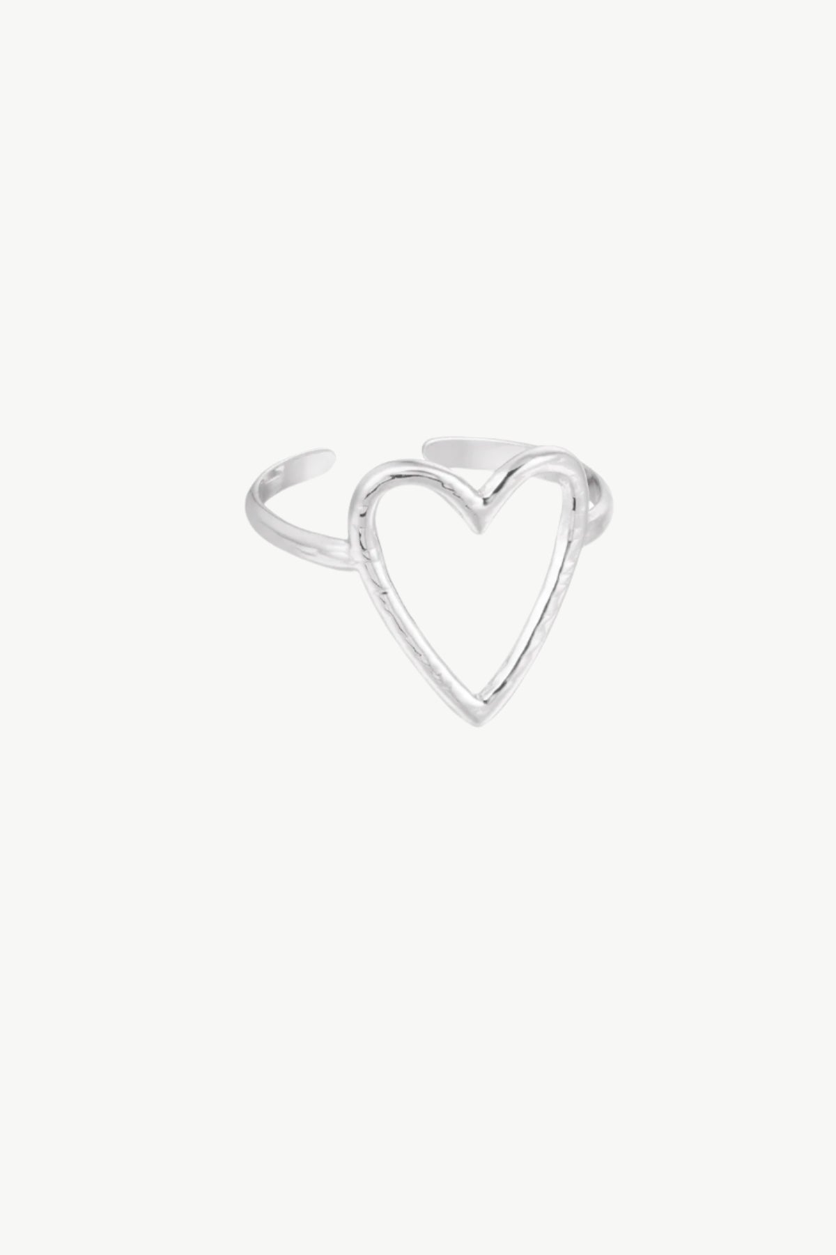 ring met groot hart zilver