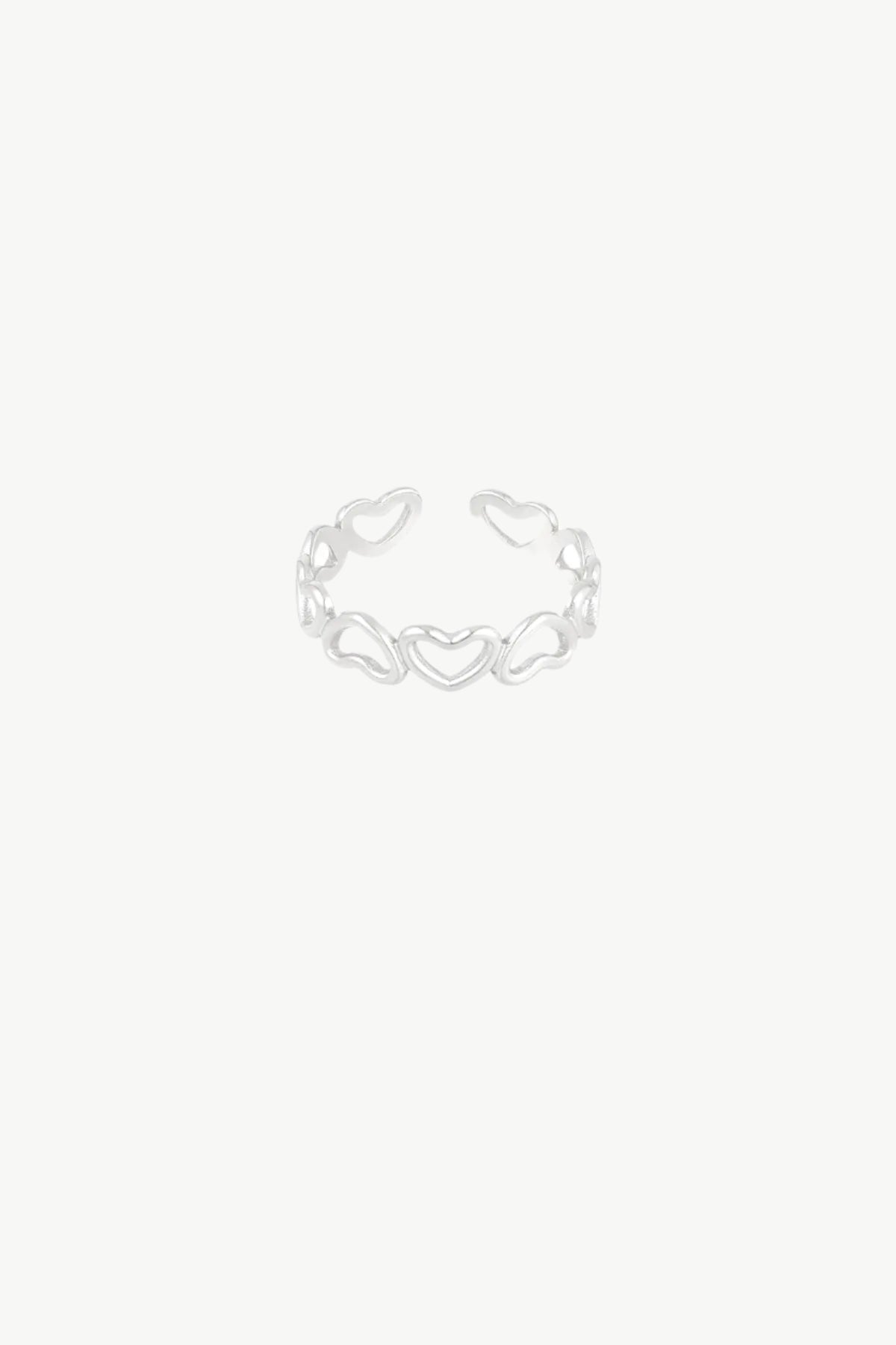 open hartjes ring zilver