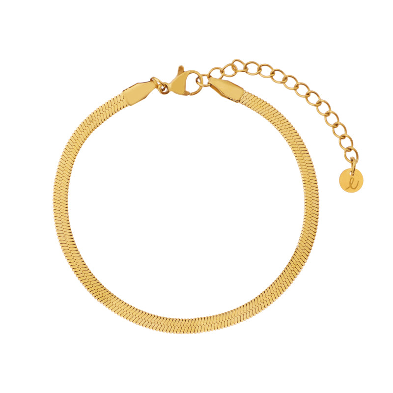 Visgraat armband goud
