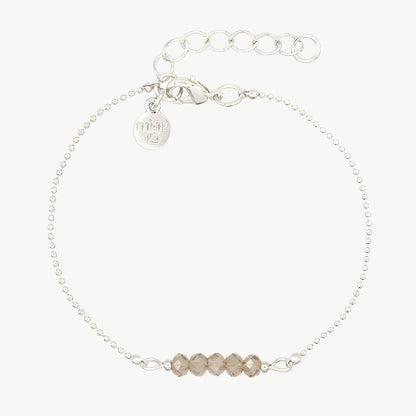 Champagne/zilver kleurige facet kralenarmband