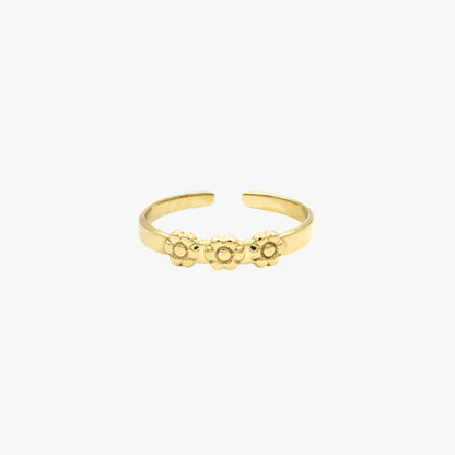 Ring met bloemen goudkleurig